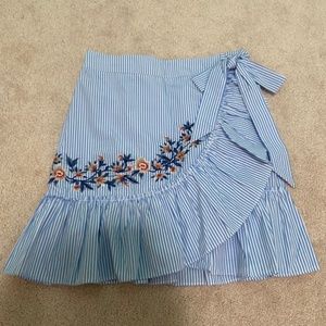 Nordstrom Tie Striped Floral Ruffle Skirt